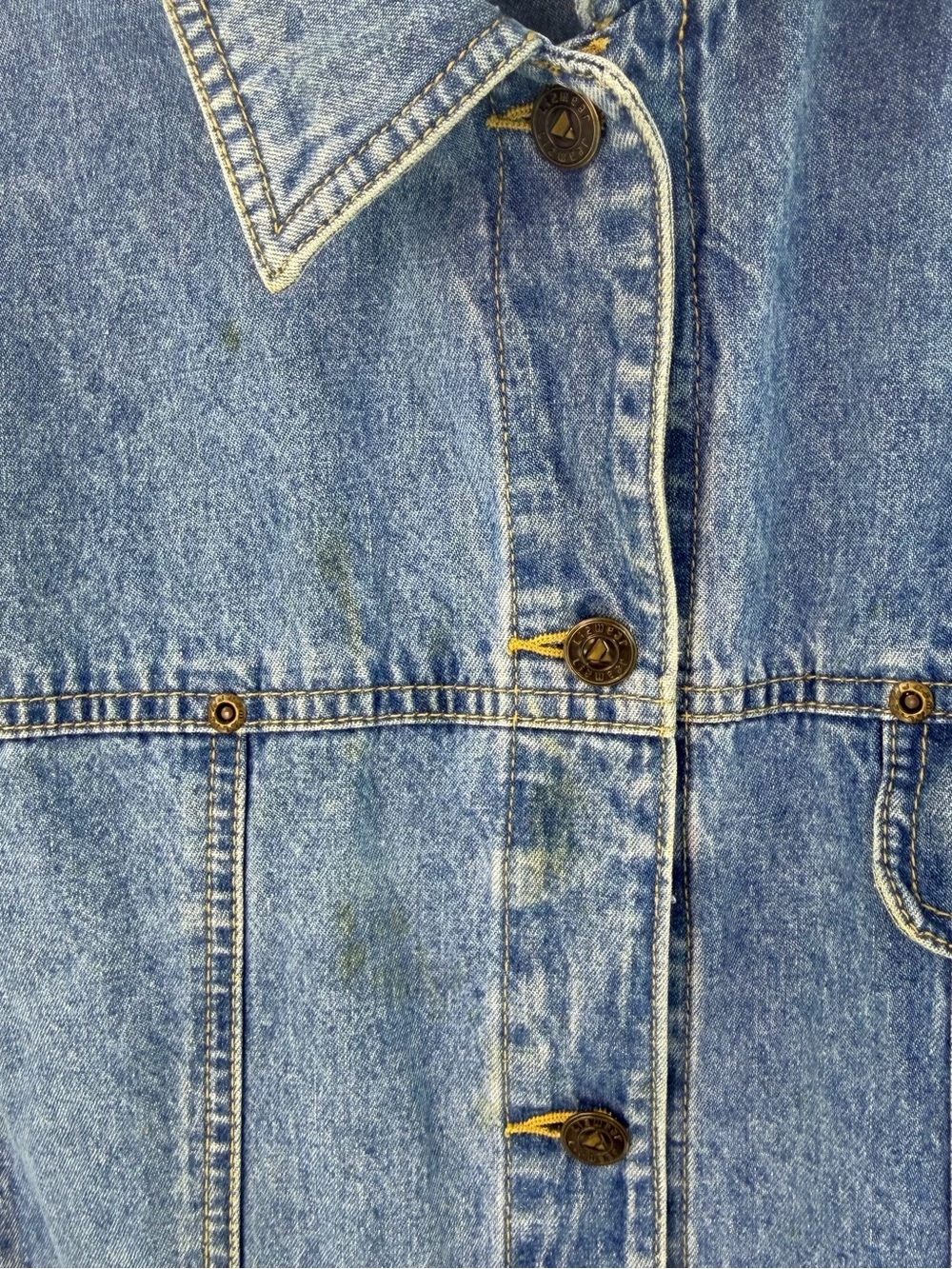 Lizwear Vintage Denim Jacket Womens Large Blue Cotton Trucker Utility Coat - Picture 5 of 11